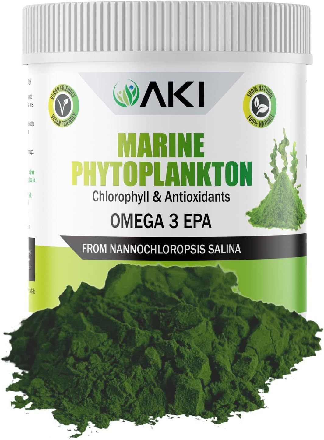 AKI Marine Phytoplankton Powder - Raw Omega-3 EPA from Microalgae, Vegan & Non-GMO (2 oz) - görsel 1