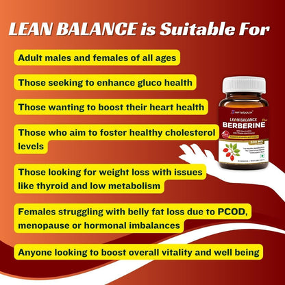 Metabolix Lean Balance Berberine Plus – Weight Management & Hormonal Balance Supplement 4-in-1