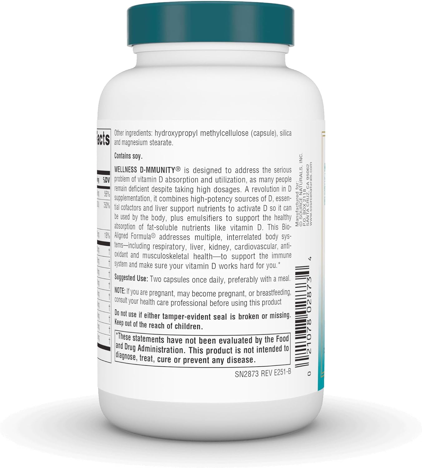 Source Naturals Wellness D-mmunity - Vitamin D3 & D2 Immune Formula, 120 Vegetarian Capsules - görsel 3