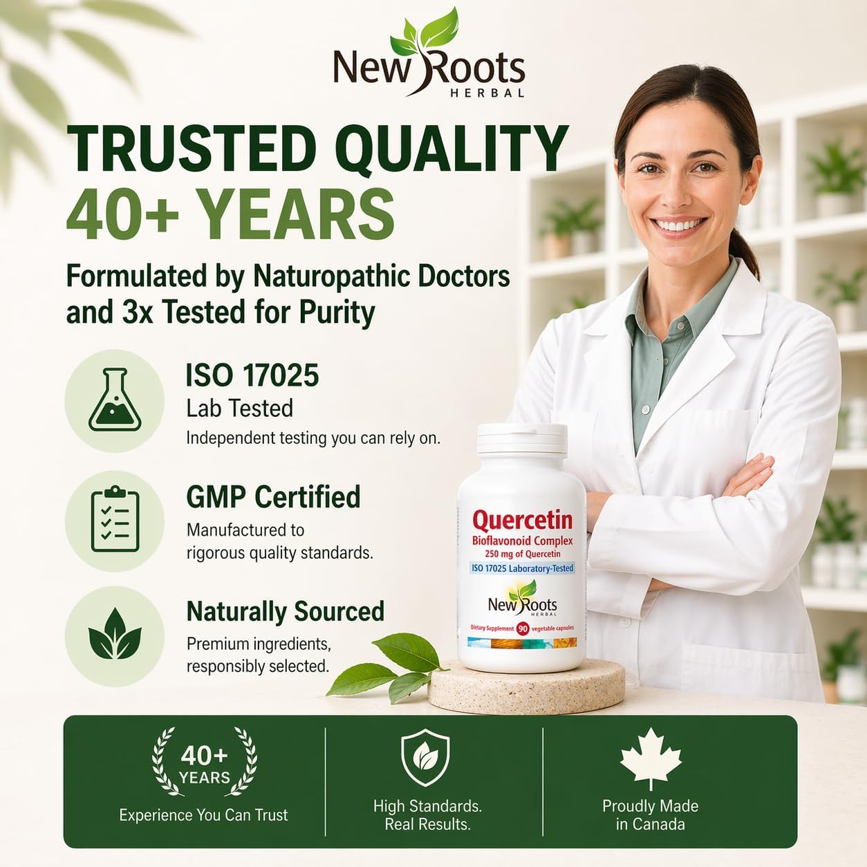 NEW ROOTS HERBAL Quercetin with Bromelain Capsules | 4-in-1 Formula | Immune System Support & Cardiovascular Health | 90 Vegetable Capsules, Non-GMO - görsel 3