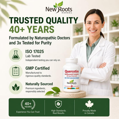 NEW ROOTS HERBAL Quercetin with Bromelain Capsules | 4-in-1 Formula | Immune System Support & Cardiovascular Health | 90 Vegetable Capsules, Non-GMO
