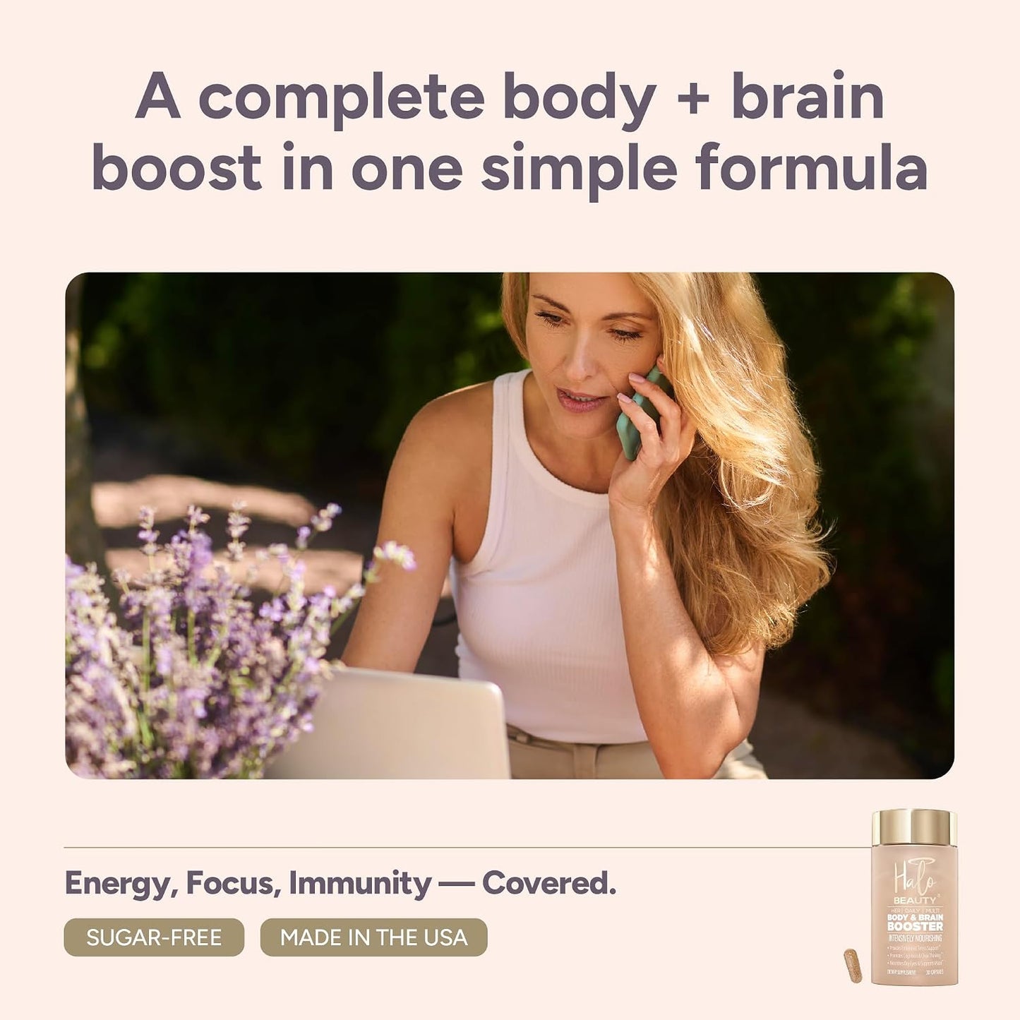 Halo Beauty Her Daily Multi | Women's Multivitamin Supplement with B6, D3 and Zinc | Vegan Daily Capsules | 1-Month Supply - görsel 4
