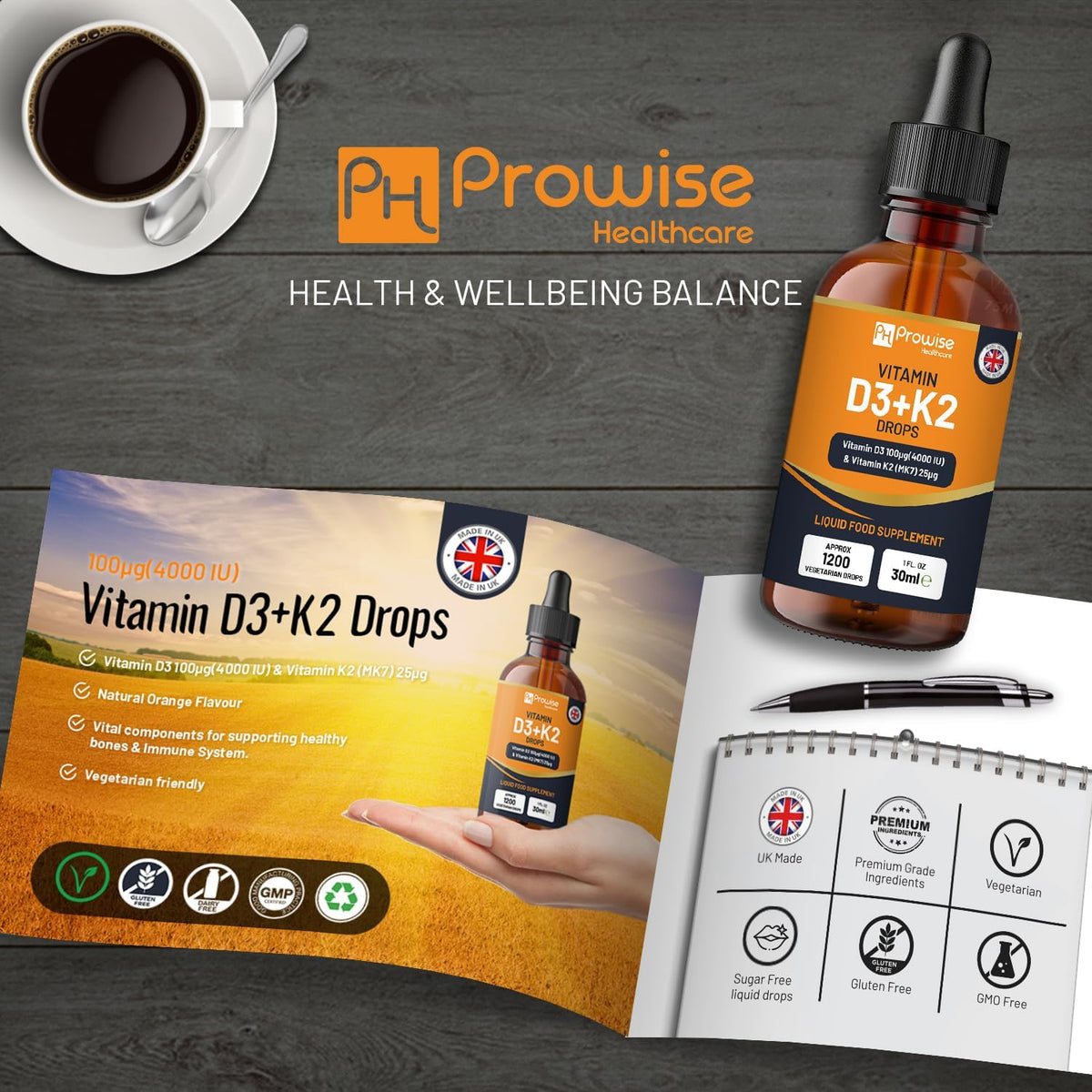 Vitamin D3 4000 IU + K2 MK7 25 mcg Orange Flavour Liquid Drops - görsel 3
