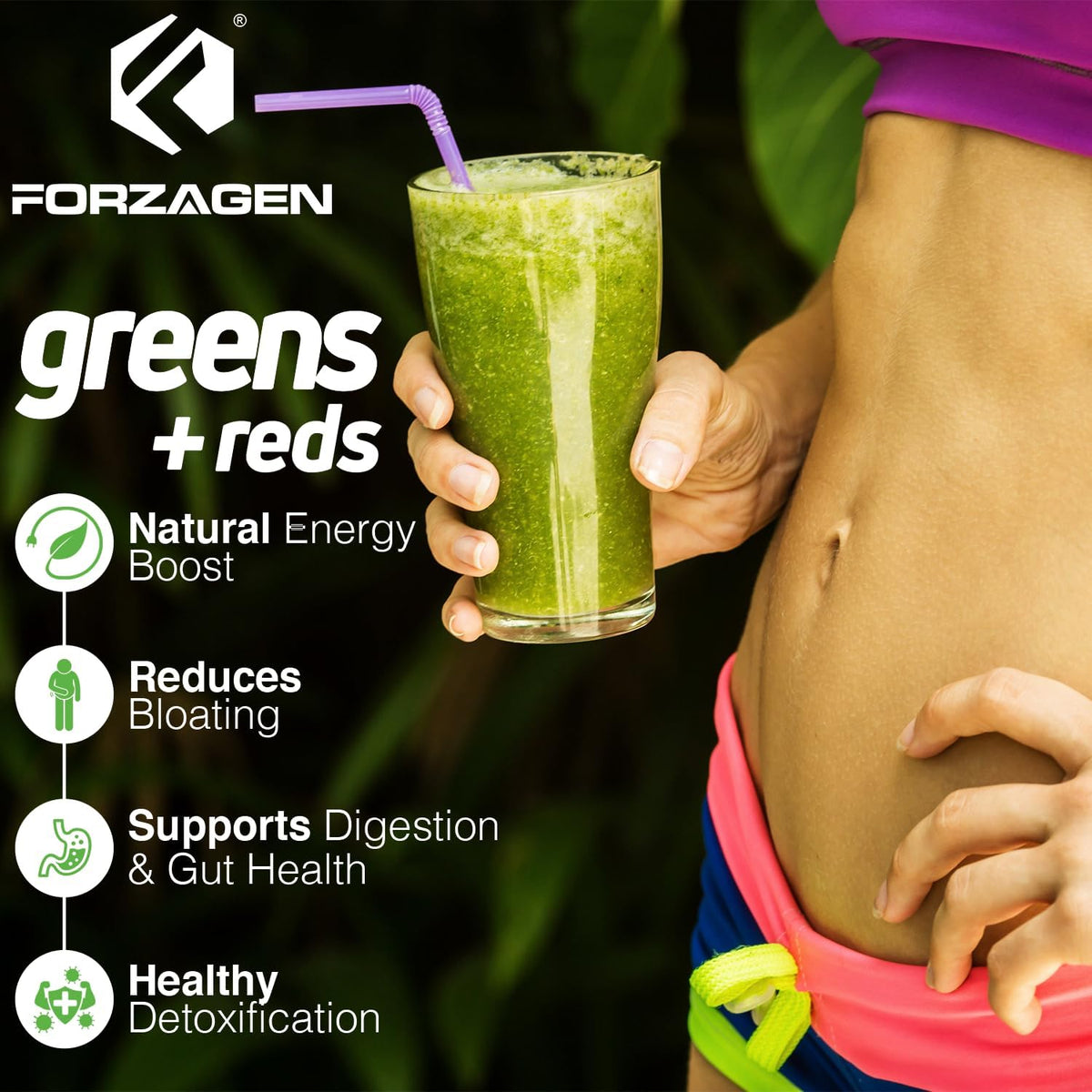 Forzagen Vegan Greens & Reds Superfood Powder - Organic Super Greens Powder, Premium Vegetable Powder Supplement, 35 Servings – Image 8