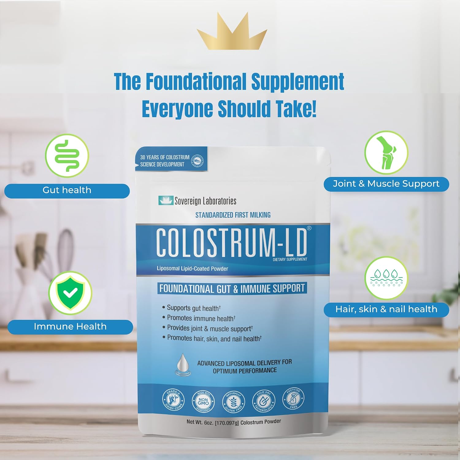 Sovereign Laboratories Colostrum-LD Powder | Unflavoured | Liposomal Delivery | 6 oz (34 Servings) - görsel 4