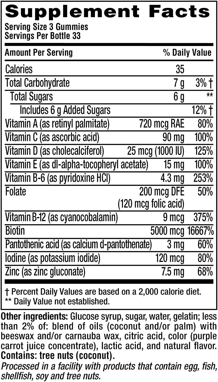 Vitafusion Gorgeous Hair, Skin & Nails Multivitamin, Raspberry 100 Gummies (Pack of 2) - görsel 6