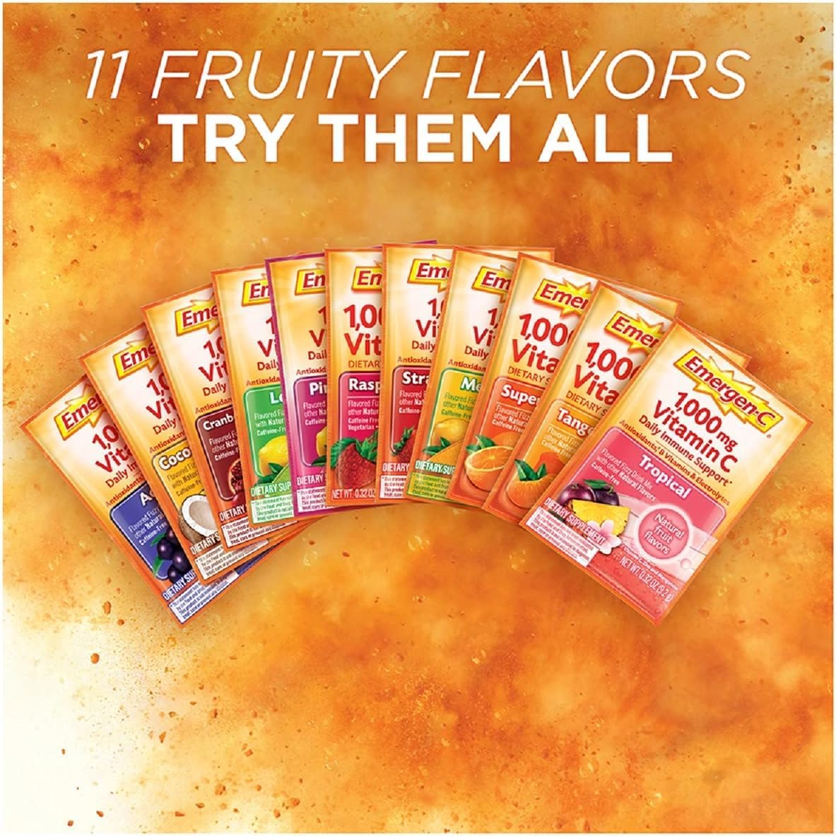 Emergen-C 1000mg Vitamin C Powder, with Antioxidants, B Vitamins and Electrolytes, Immunity Supplement for Immune Support, Caffeine Free Fizzy Drink Mix, Raspberry Flavour, 9g (Pack of 30) - görsel 5