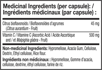 NATURELO Vitamin C with Organic Acerola Cherry and Citrus Bioflavonoids – Vegan Immune Support – 500 mg per Capsule – 90 Capsules