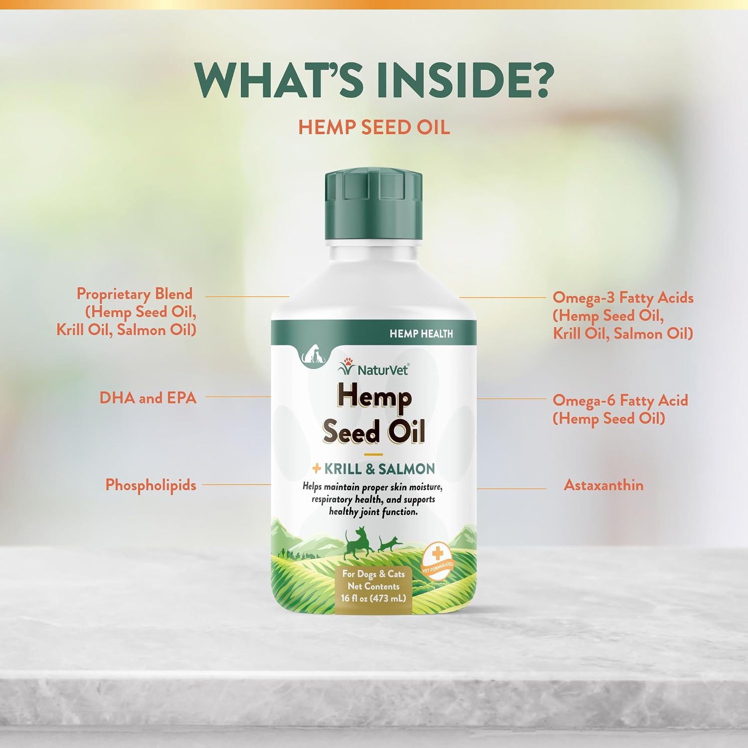 NaturVet Hemp Seed Oil, Krill and Salmon, 16 fl oz (473 ml) Liquid - görsel 5