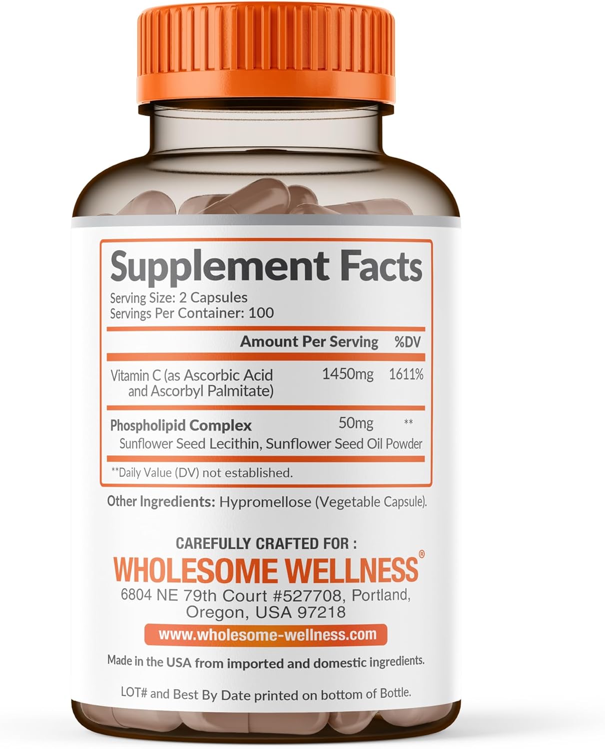 Wholesome Wellness Liposomal Vitamin C Capsules (200 Capsules, 1500mg per Serving) – High Absorption, Immune and Antioxidant Support - görsel 2