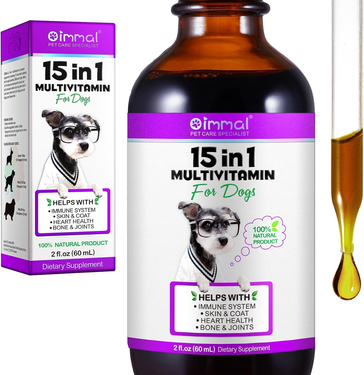 15-in-1 Liquid Multivitamin for Dogs - Hip & Joint, Skin & Coat, Gut Health Support - 60ml - görsel 1