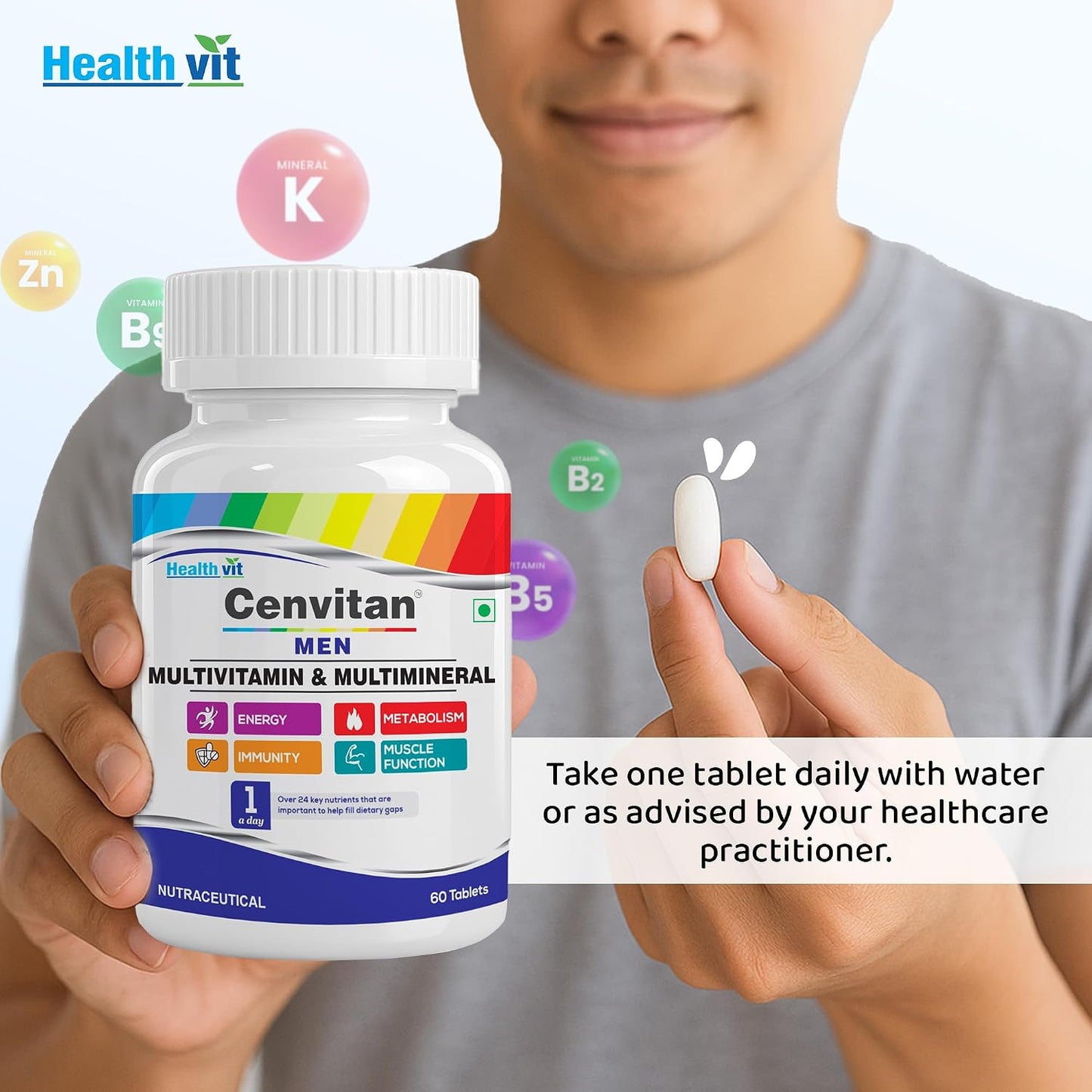 Healthvit Cenvitan Men Multivitamins and Multiminerals Tablets – 60 Count - görsel 6