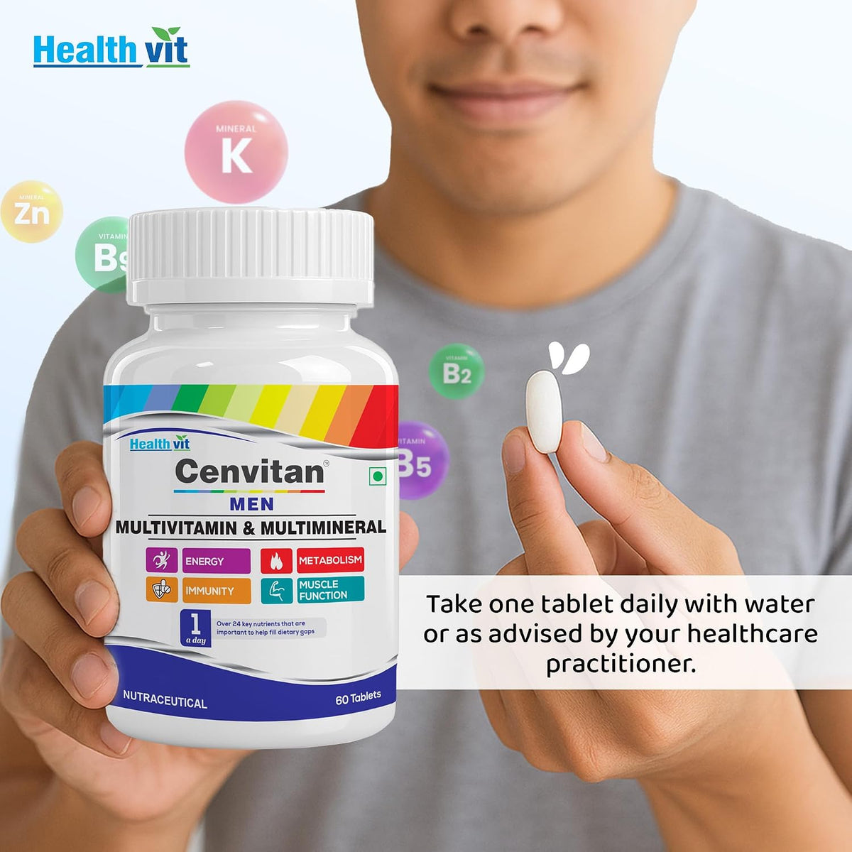 Healthvit Cenvitan Men Multivitamins and Multiminerals Tablets – 60 Count - görsel 6