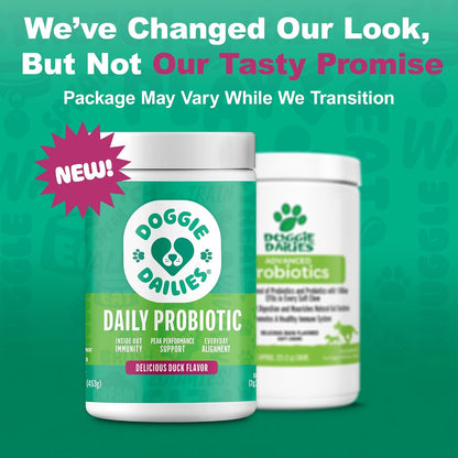 Doggie Dailies Probiotics for Dogs with Prebiotics - Duck Flavour Soft Chews (225 Count)