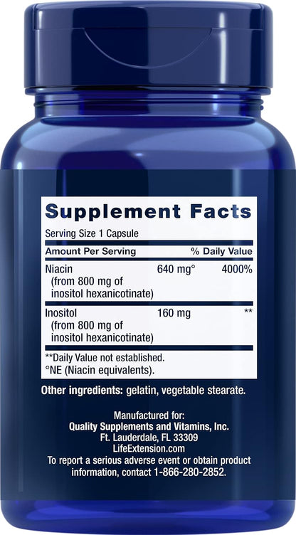 Life Extension No Flush Niacin, 640 mg, 100 Capsules (Pack of 2)