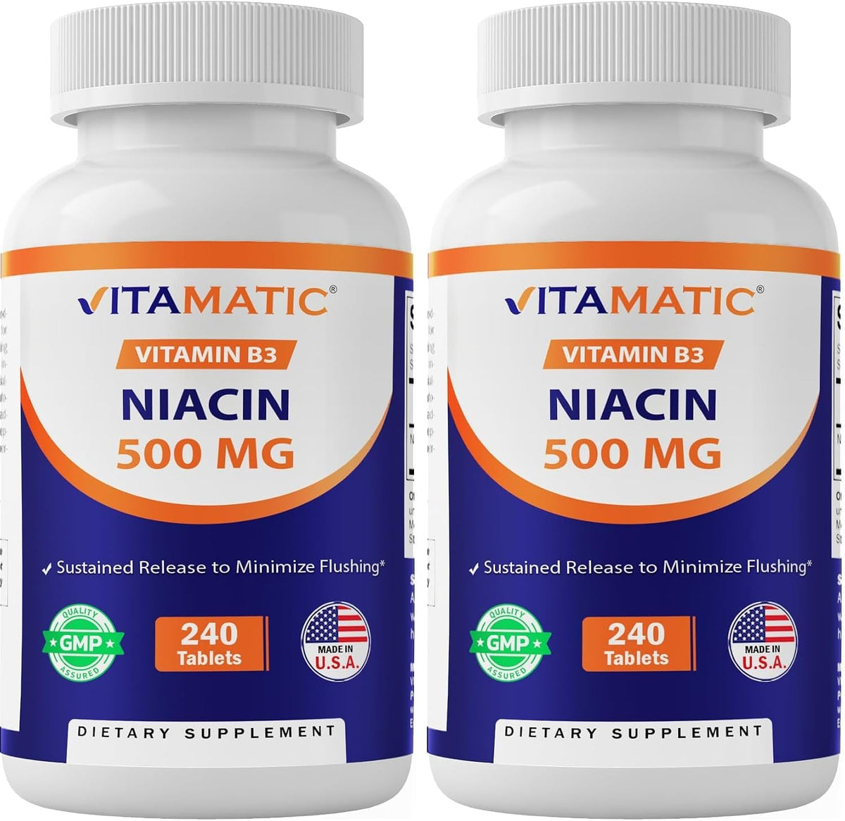 Vitamatic Niacin (Vitamin B3) 500mg, 240 Tablets - Sustained Release, Non-GMO & Gluten-free - görsel 10