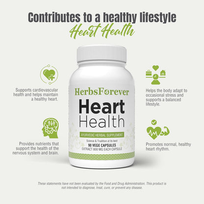 Herbsforever Heart Health – Cardiovascular Support with Ayurvedic Herbs | 90 Veg Capsules | 800mg