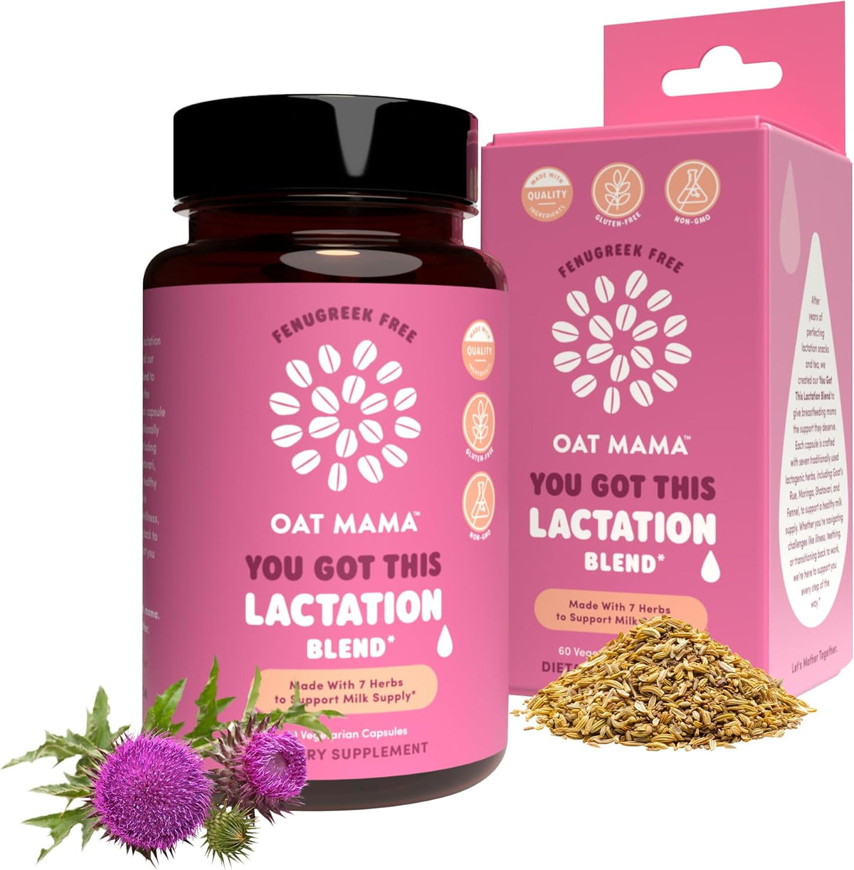 OAT MAMA Organic Lactation Supplement - Fenugreek-Free Herbal Blend with Milk Thistle, Shatavari & Moringa - görsel 1