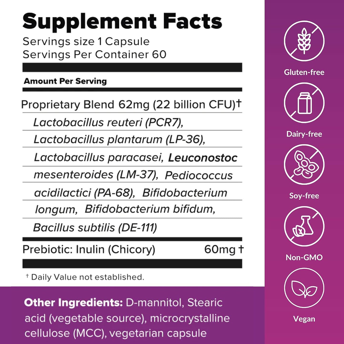 BiotiQuest Sugar Shift Probiotic - 22 Billion CFU, 60 Capsules - görsel 2
