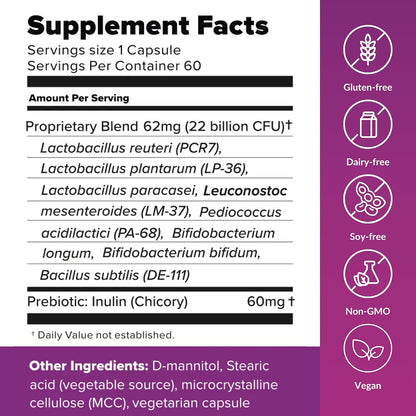 BiotiQuest Sugar Shift Probiotic - 22 Billion CFU, 60 Capsules