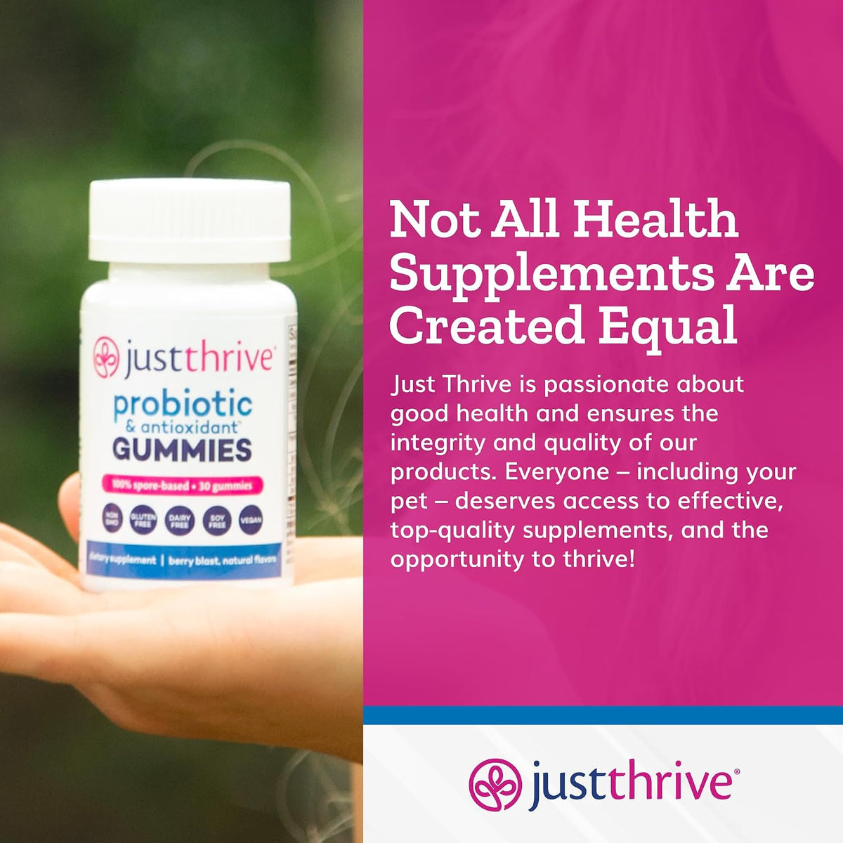 Just Thrive Probiotic Gummies - Berry Blast - 30 Count - görsel 8