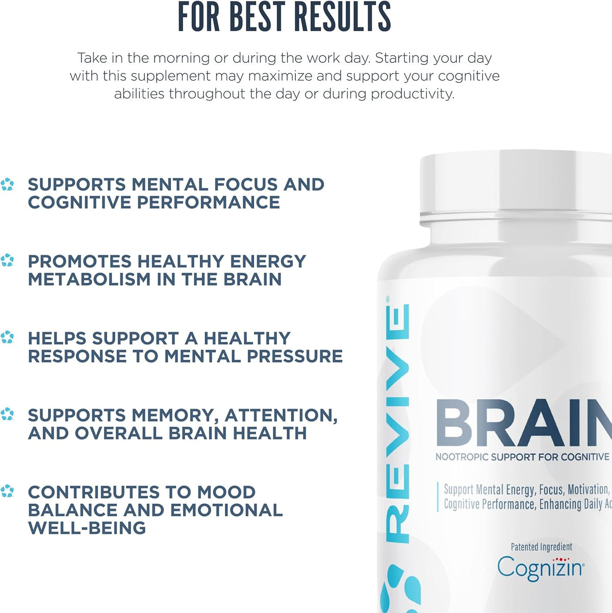 Revive MD Brain Plus – Stimulant-Free Nootropic Supplement for Memory and Focus (150 Vegetarian Capsules) - görsel 5