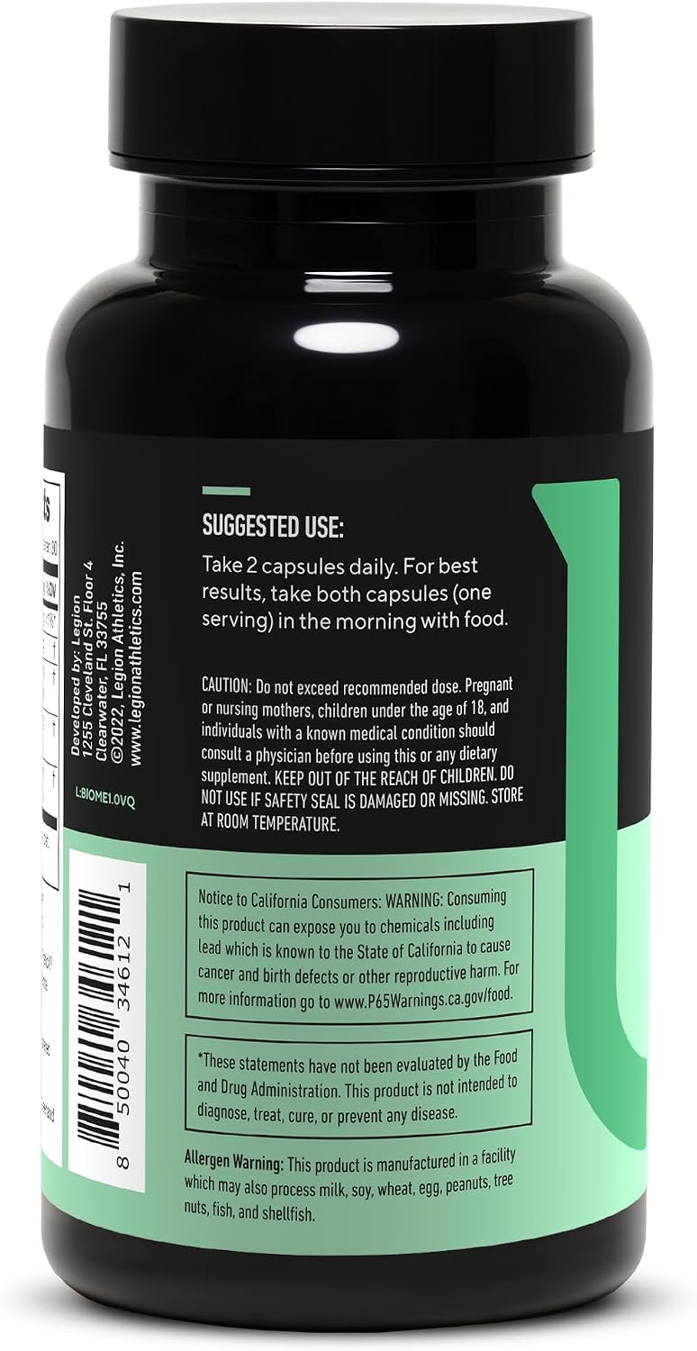 LEGION Biome Probiotic – Natural Gut Health Supplement for Men & Women | Probiotic Capsules to Support Digestion, Reduce Bloating & Gas – 30 Servings - görsel 4