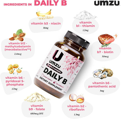 UMZU Daily B - Complete Vitamin B Complex Food Supplement, 30 Capsules