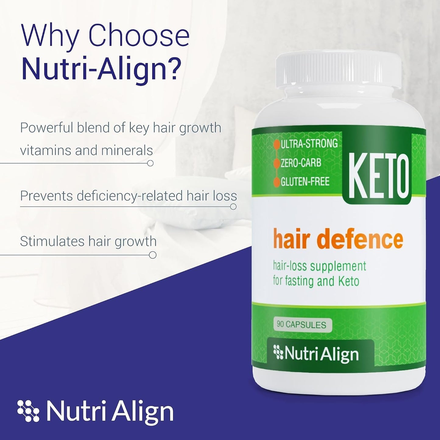 Nutri-Align Hair Defence Biotin Complex - 2500mcg Biotin with Vitamin A, Folic Acid & Calcium, 90 Capsules - görsel 3