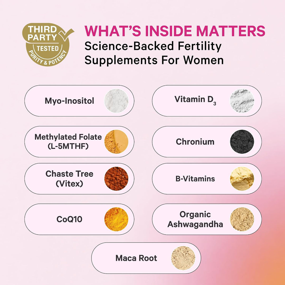 Pink Stork Fertility Supplements for Women, 60 Capsules | 2-in-1 Conception Support + Prenatal, Inositol, Folate + CoQ10, Cycle Regularity, Hormonal Balance, Reproductive Wellness - görsel 2