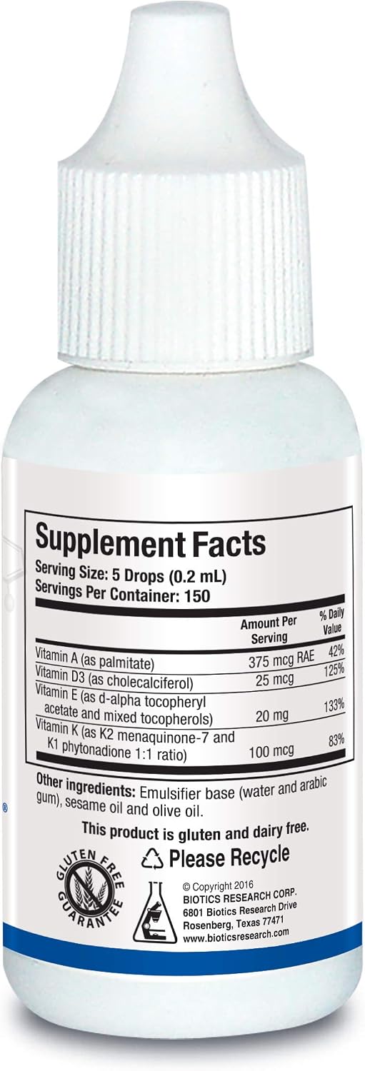 BIOTICS RESEARCH Bio ADEK Mulsion – Emulsified Vitamins A, D, E, K – Supports Immune & Bone Health – 30 ml - görsel 2