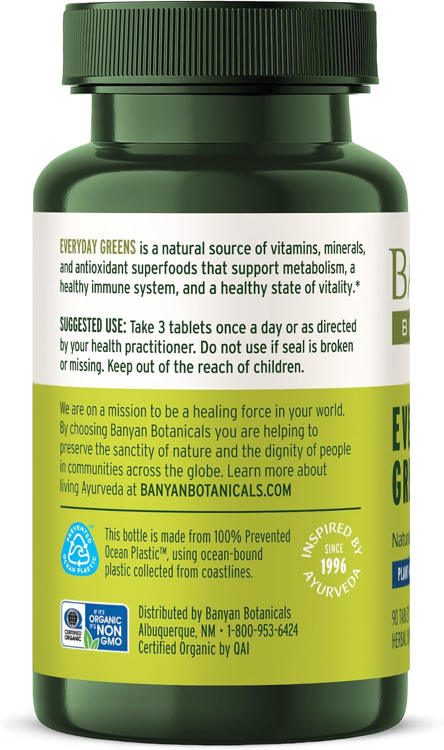 Banyan Botanicals Organic Everyday Greens – Concentrated Superfood Tablets - görsel 5
