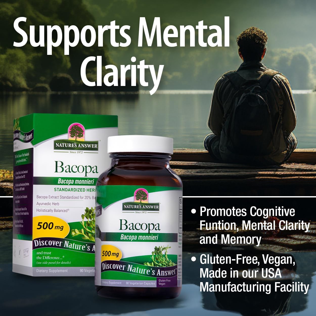 Nature's Answer Bacopa Monnieri – 500mg (90 Capsules) - görsel 4