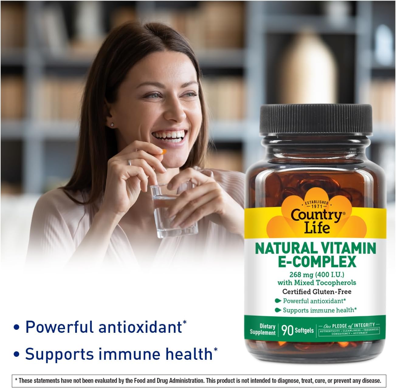 Country Life Vitamin E-Complex 400 IU – Natural Mixed Tocopherols – 90 Softgels - görsel 2