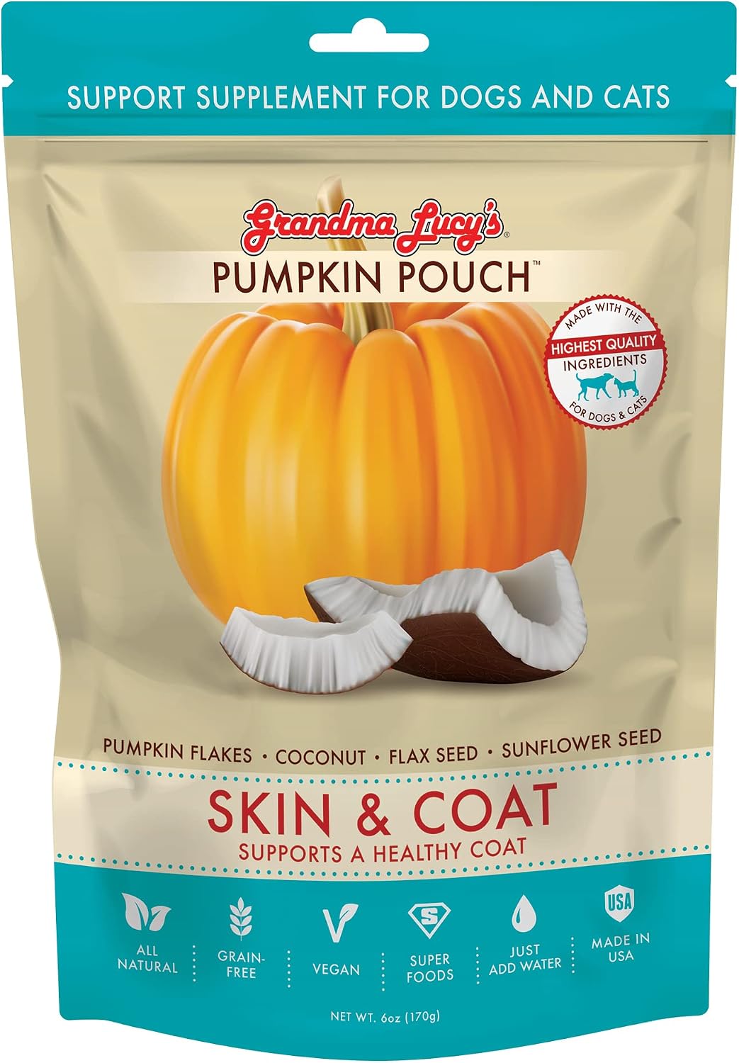 Grandma Lucy's Pumpkin Pouch Skin and Coat Supplement - 6oz - görsel 1