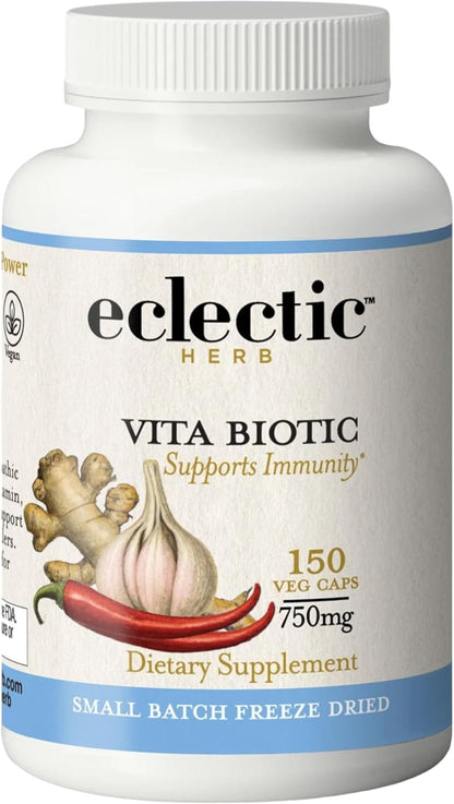 Eclectic Herb Organic Vitabiotic Capsules - Immune Support Herbal Multivitamin - 750 mg, 150 Capsules