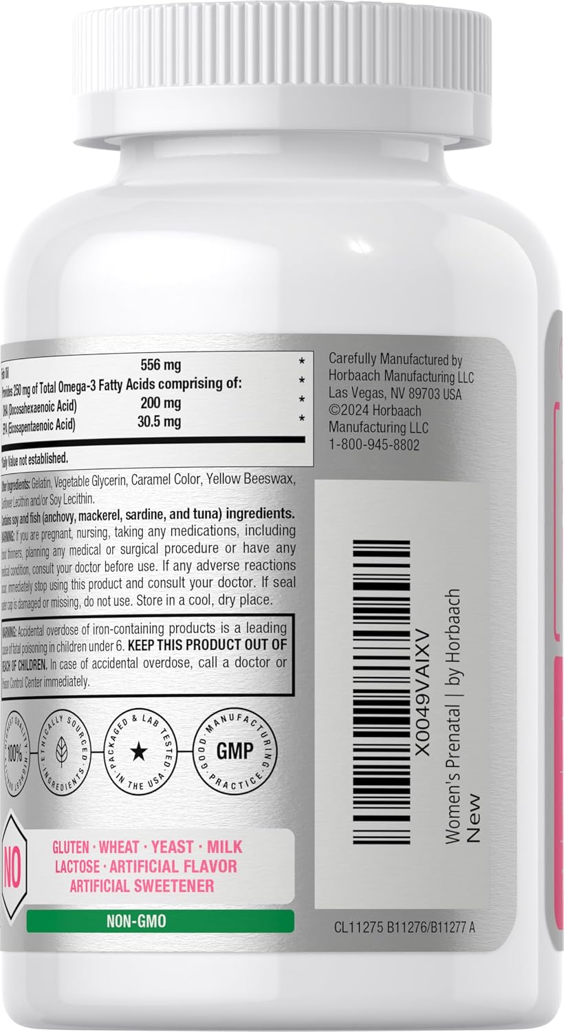 Horbäach Women's Prenatal Multivitamin with DHA, Iron and Folic Acid - 70 Soft gel capsules - görsel 4