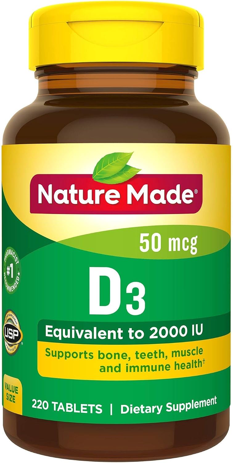 Nature Made Vitamin D3 2000 IU - 220 Tablets - görsel 1
