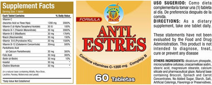 Nutrisalud Anti-Stress Natural Formula - B-Complex Stress Support, 2 Bottles (4 Month Supply)