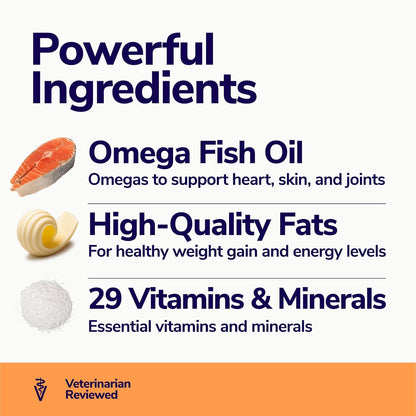 Miracle Vet High-Calorie Weight Gainer for Dogs and Cats - Multivitamin Nutritional Supplement Gel with Omega Fish Oil and Calcium