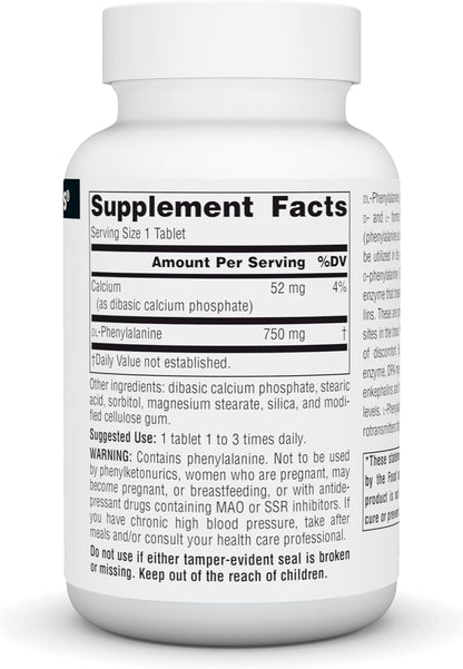 Source Naturals DLPA DL-Phenylalanine - 750 mg - 60 Tablets