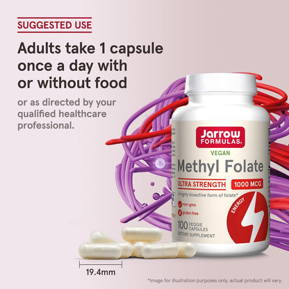 Jarrow Formulae Methyl Folate Capsules - 1000 mcg - 100 Capsules