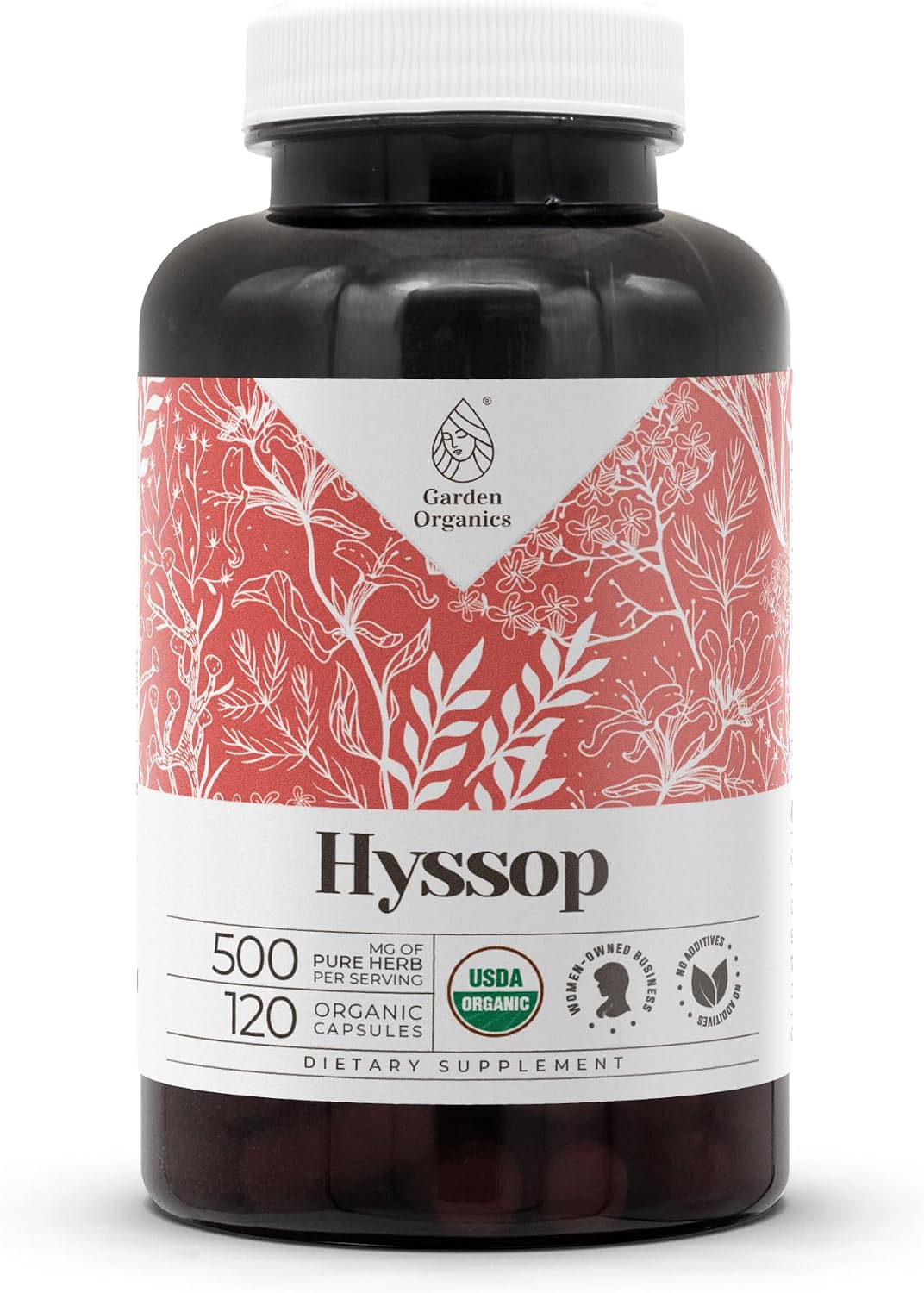 Garden Organics Hyssop 120 Capsules - USDA Organic, High-Potency Herbal Supplement - görsel 1