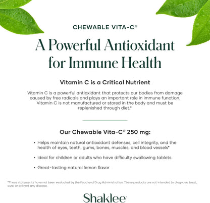 Shaklee Chewable Vita-C 250mg, Lemon Flavoured, 60 Chewable Tablets