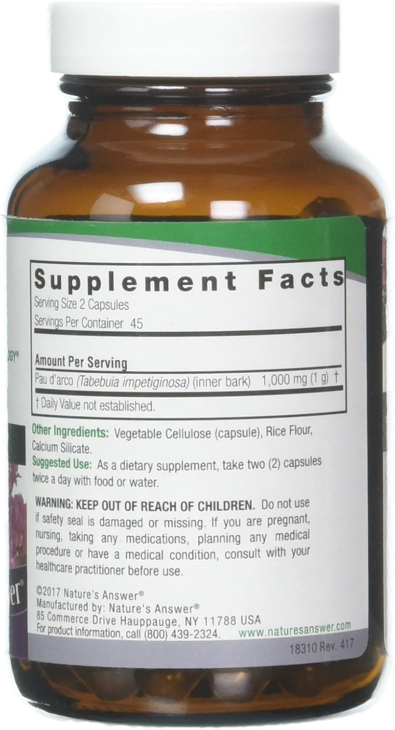 Nature's Answer PAU D'Arco, 90 Vegetarian Capsules (500 mg per Capsule) - görsel 2
