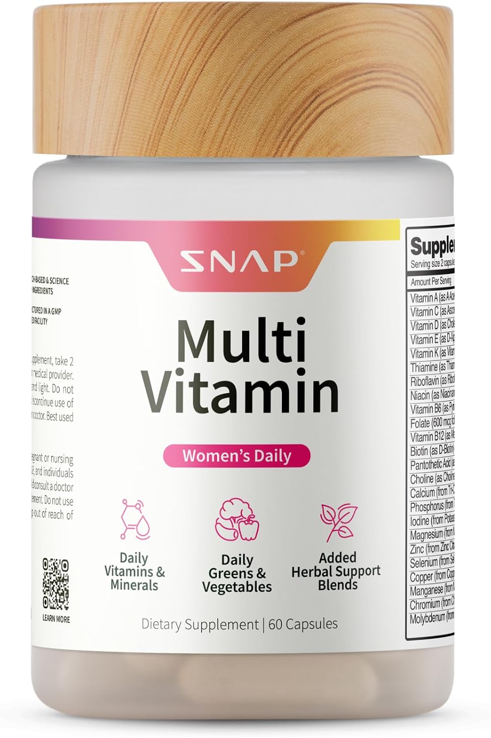 Snap Supplements Daily Multivitamin for Women, 60 Capsules - görsel 1