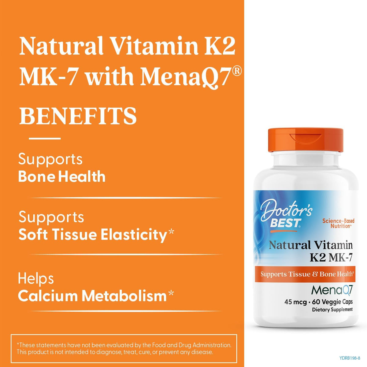 Doctor's Best Vitamin K2 MK7 Supplement with MenaQ7 – 45 mcg, 60 Vegan Capsules - görsel 2