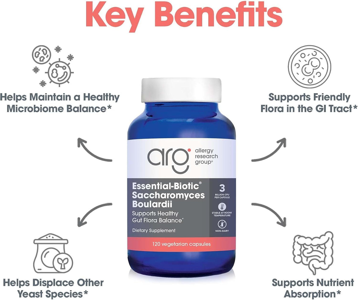 ARG Essential-Biotic Saccharomyces Boulardii - 9 Billion CFU Probiotic Yeast - 120 Capsules - görsel 5