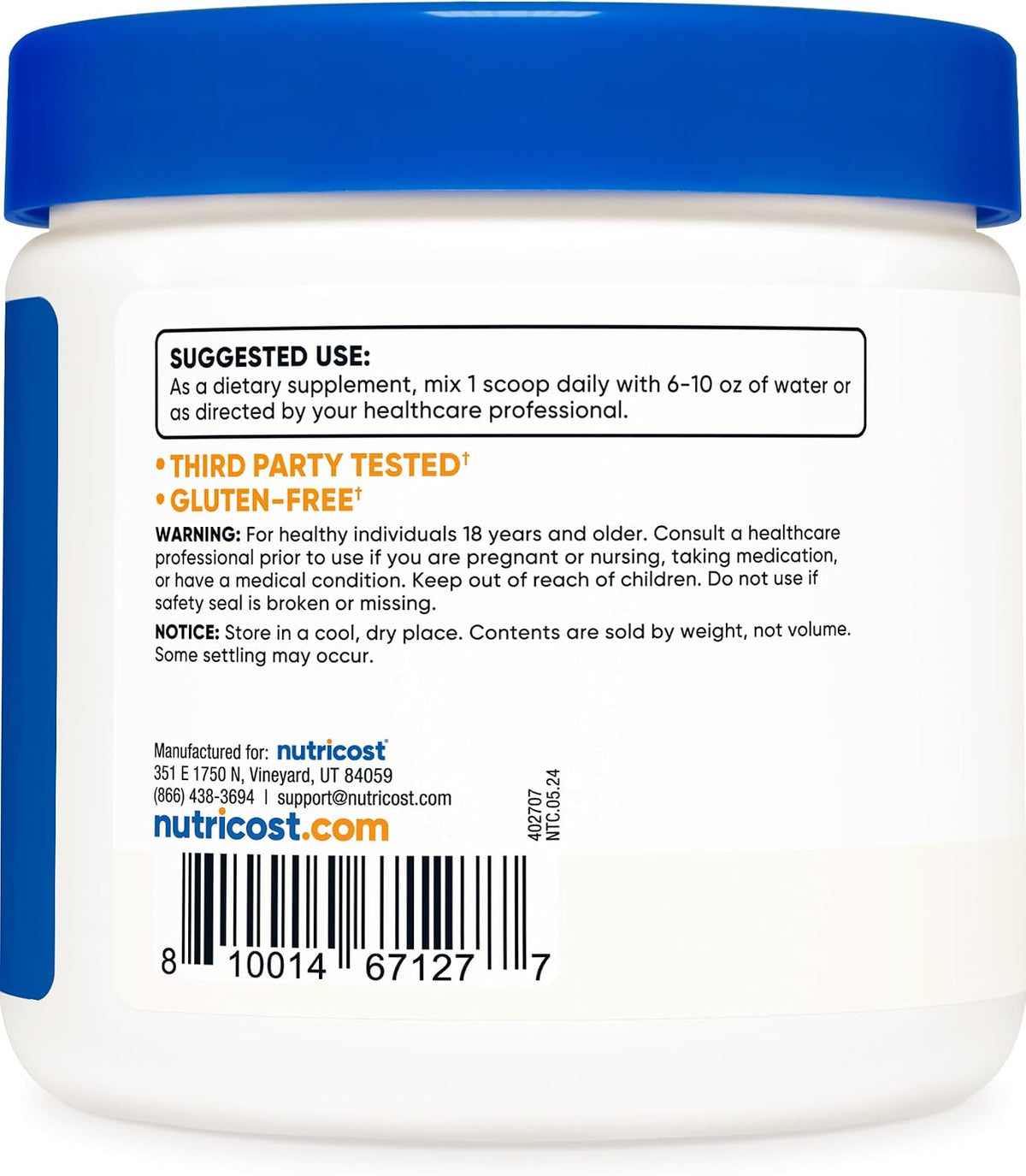 Nutricost L-Carnosine Powder 100g (200 Servings) – Non-GMO - görsel 4