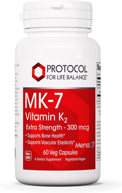PROTOCOL FOR LIFE BALANCE MK-7 Vitamin K2 300mcg – Extra Strength – 60 Veg Capsules
